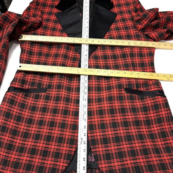 Rare 70’s Formal Tux Jacket Lord West Red Blk Plaid Vintage 46L - Picture 13 of 16